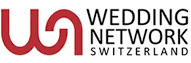 Red WN logo next to the words Wedding Network Schweiz in black capital letters on a white background, perfect for Zurich-based wedding officiants and wedding professionals.