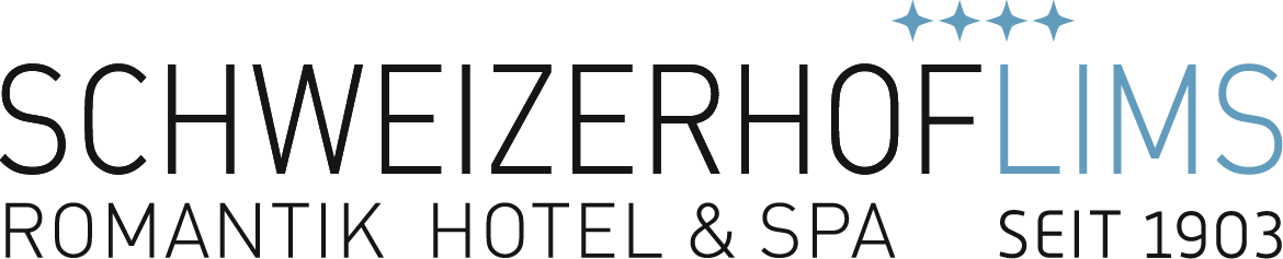 Schweizerhof Luzern Logo with blue stars, Text: Romantik Hotel & Spa, since 1903. Perfect for unforgettable moments with wedding singer and officiant from Zurich.